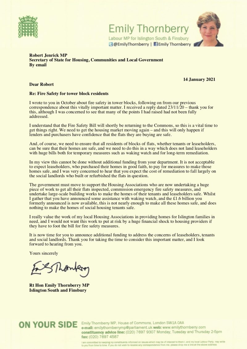 Letter to the Secretary of State 